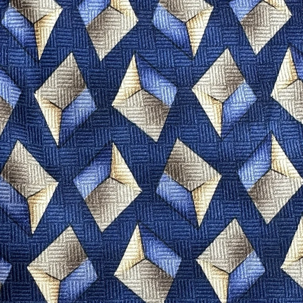 Nordstrom JZ‎ Richards Mens Silk Neck Tie Blue Geometric